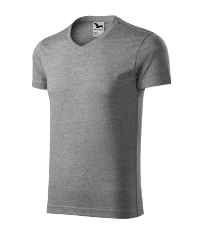 Slim Fit V-neck – tmavosivý melír