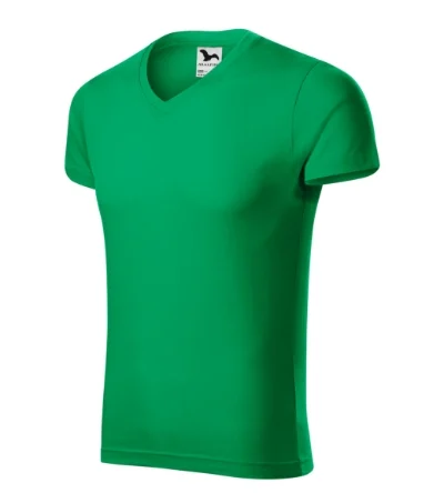 Slim Fit V-neck – trávovo zelená