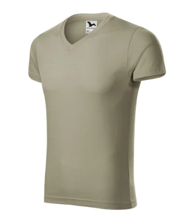 Slim Fit V-neck – svetlá khaki